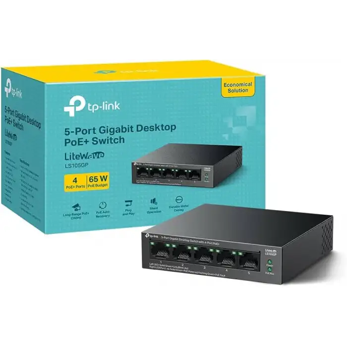 Tp-link Ls105GP 5-Port Gigabit Desktop Switch with 4-Port POE