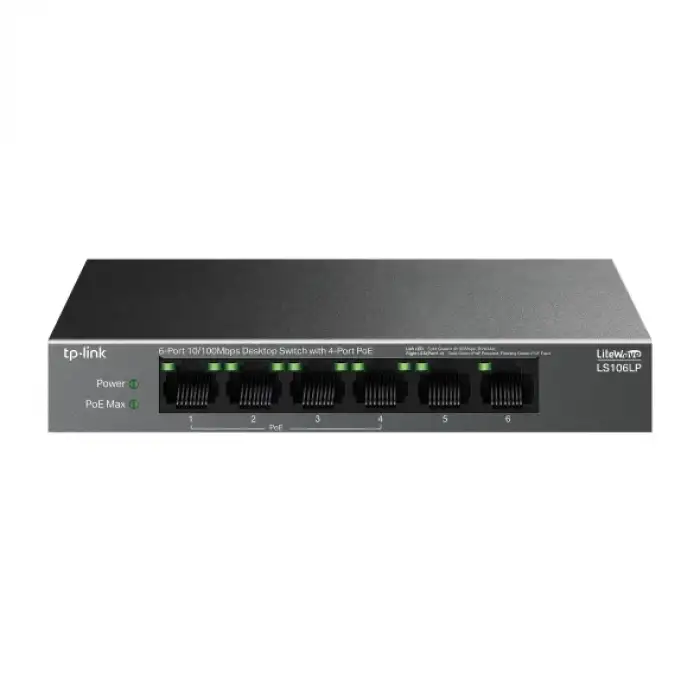 Tp-link LS106LP 4-Port PoE ile 6-Port 10/100Mbps Masaüstü Switch