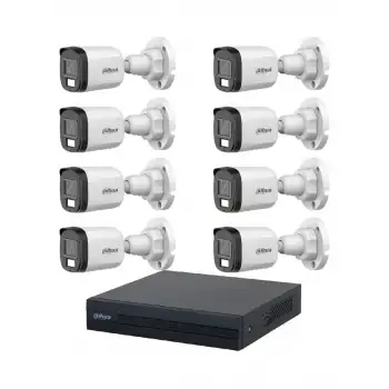 Dahua 2MP 8 Kameralı 30 Metre Renkli Gece Görüşlü Full Hd Güvenlik Kamera Seti