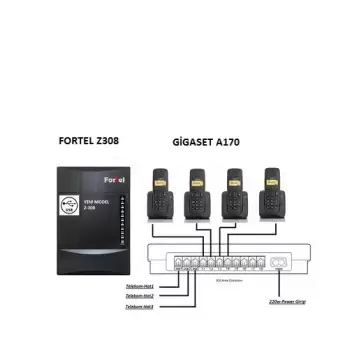 FORTEL Z308 TELEFON SANTRALİ VE 4 GİGASET A170 DECT TELEFON