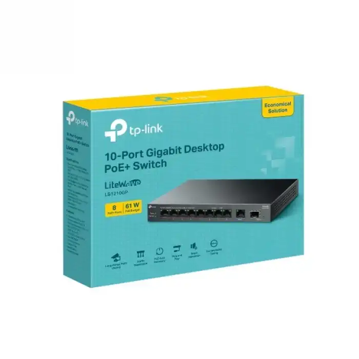 TP-LINK LS1210GP 10-Port Gigabit Desktop Switch with 8Poe