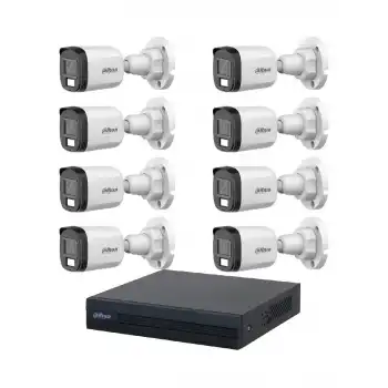 Dahua 2MP 8 Kameralı 30 Metre Renkli Gece Görüşlü Full Hd Güvenlik Kamera Seti