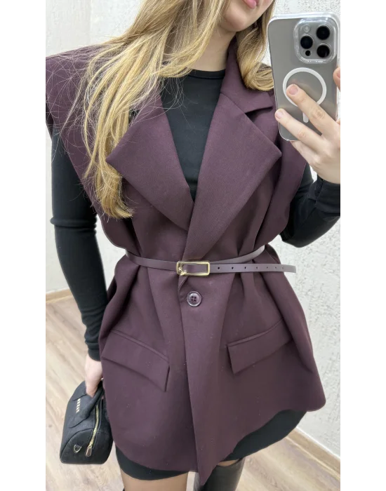 Kemerli oversize yelek