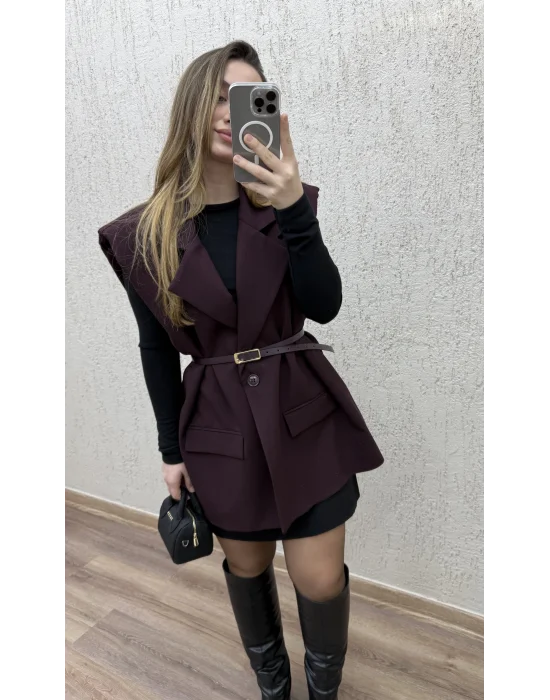 Kemerli oversize yelek