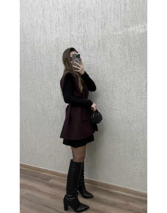 Kemerli oversize yelek