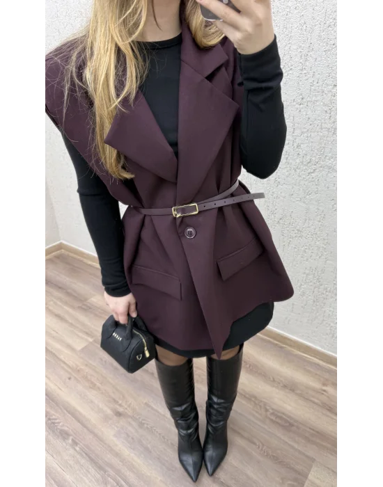 Kemerli oversize yelek