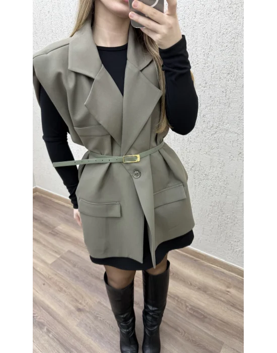 Kemerli Oversıze Yelek