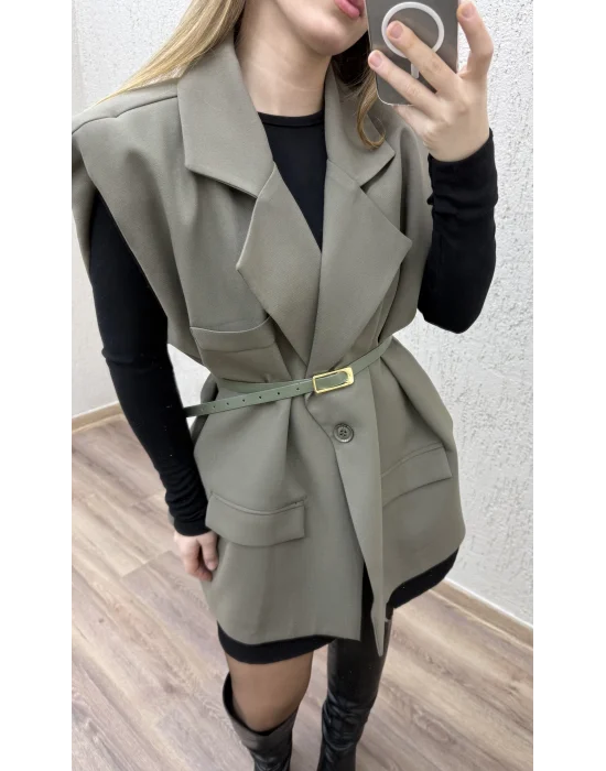 Kemerli Oversıze Yelek