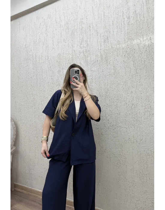 Tek Düğmeli Ceketli Takım Lacivert