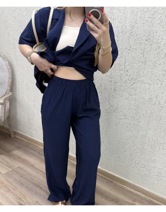 Tek Düğmeli Ceketli Takım Lacivert