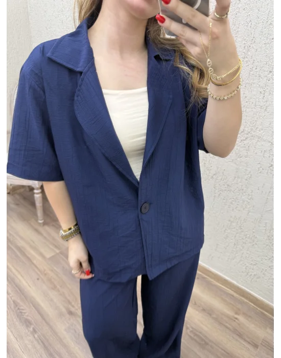 Tek Düğmeli Ceketli Takım Lacivert