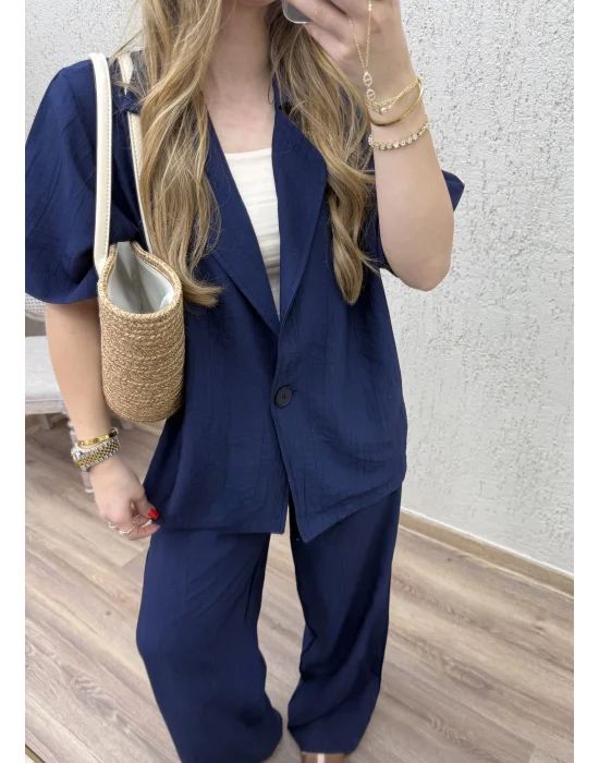 Tek Düğmeli Ceketli Takım Lacivert
