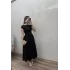 Belden Oturtmalı Sırt Detaylı Midi Boy Elbise Siyah