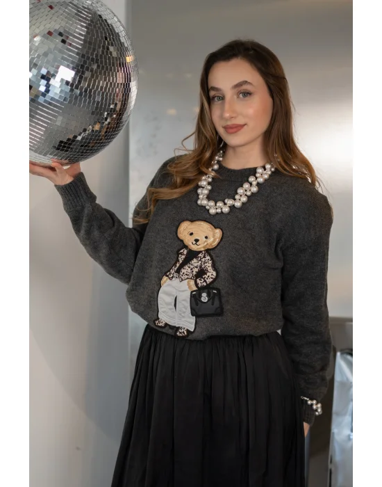 Gri Ayıcıklı Kazak