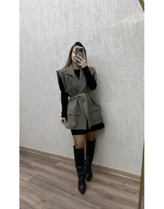 Kemerli Oversıze Yelek