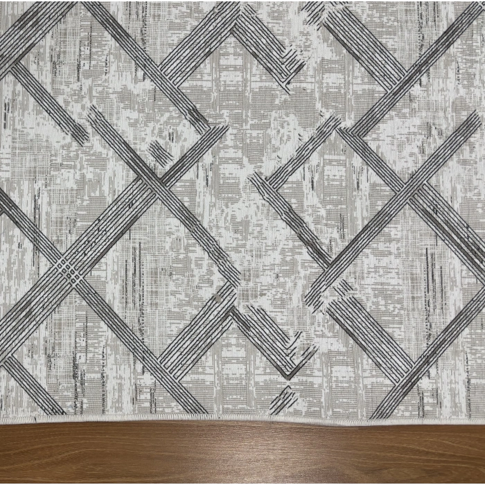 Bademli Halı Şönil Dokuma Taban Dekoratif Halı 1010 Gri