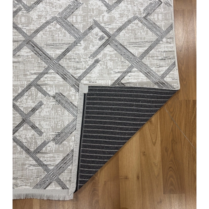 Bademli Halı Şönil Dokuma Taban Dekoratif Halı 1010 Gri