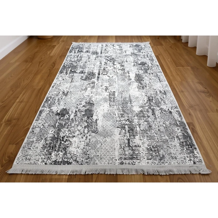 Bademli Halı Şönil Dokuma Taban Dekoratif Halı 1070 Gri