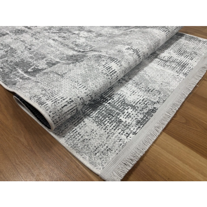 Bademli Halı Şönil Dokuma Taban Dekoratif Halı 1070 Gri