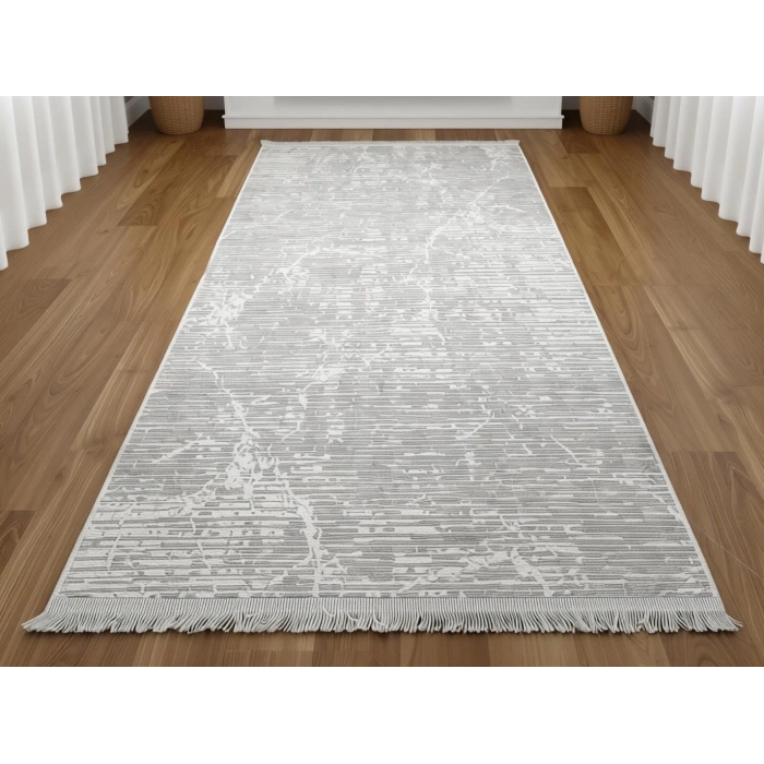 Bademli Halı Şönil Dokuma Taban Dekoratif Halı 1050 Gri
