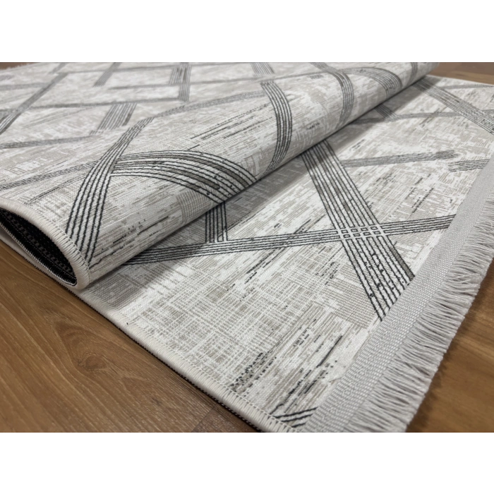 Bademli Halı Şönil Dokuma Taban Dekoratif Halı 1010 Gri