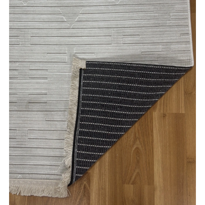 Bademli Halı Şönil Dokuma Taban Dekoratif Halı 1060 Krem