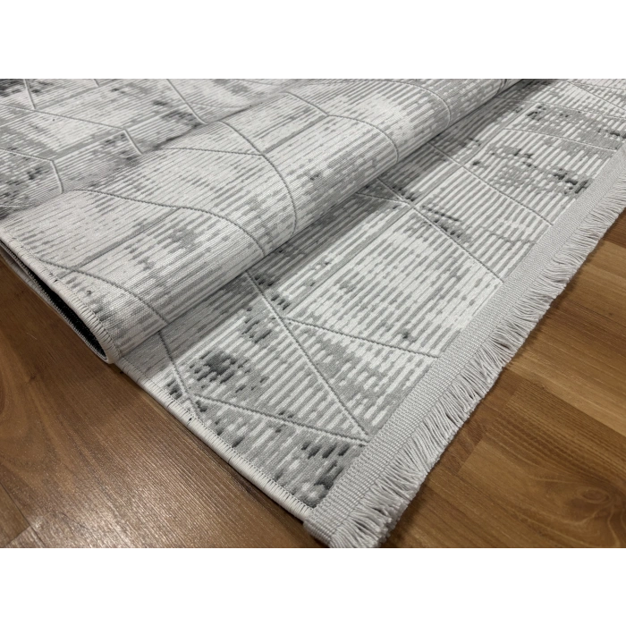 Bademli Halı Şönil Dokuma Taban Dekoratif Halı 1030 Gri