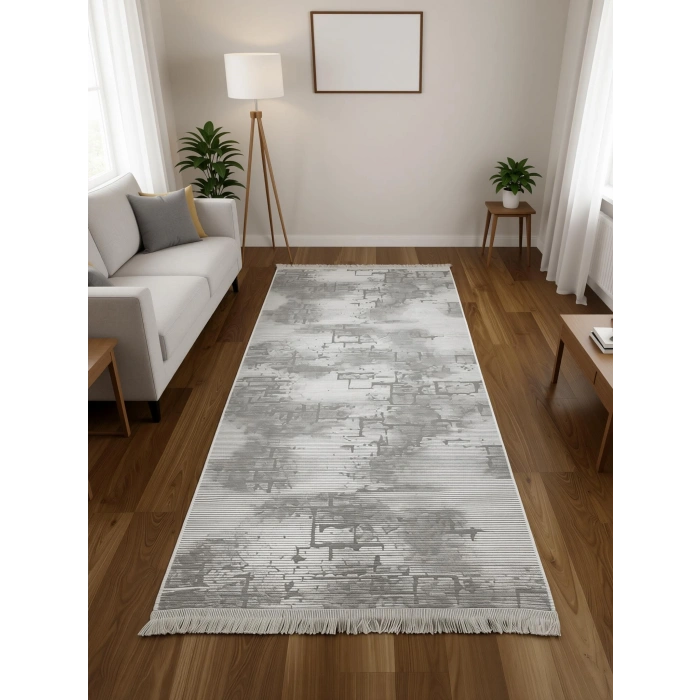 Bademli Halı Şönil Dokuma Taban Dekoratif Halı 1040 Vizon