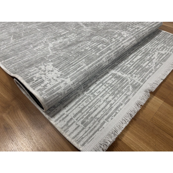 Bademli Halı Şönil Dokuma Taban Dekoratif Halı 1050 Gri