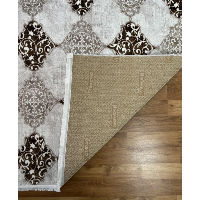 Bademli Halı Lüx Kaymaz Taban Dekoratif Halı 9013 Vizon