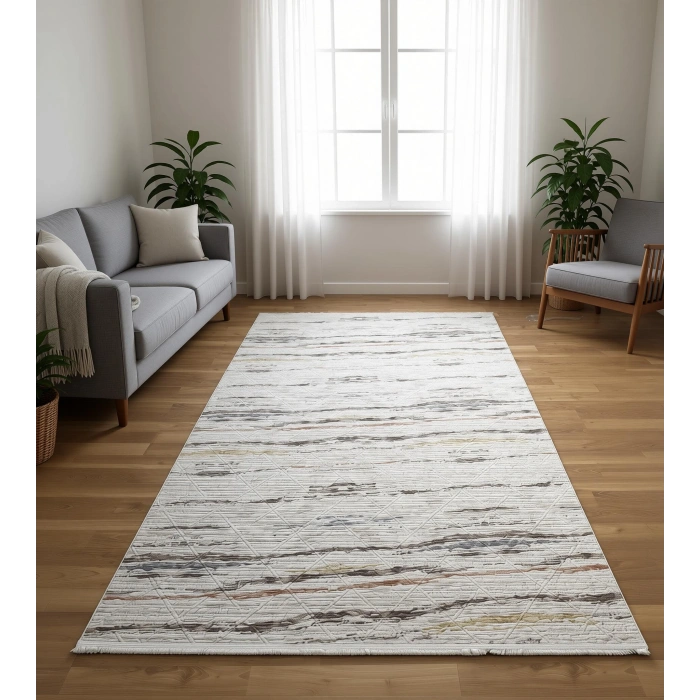 Bademli Halı Lüx Kaymaz Taban Dekoratif Halı 9014 Renkli