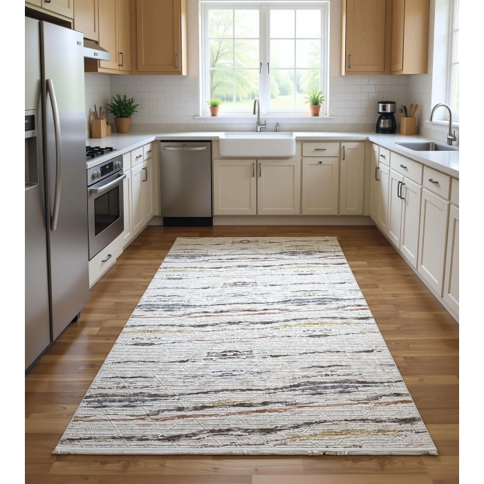 Bademli Halı Lüx Kaymaz Taban Dekoratif Halı 9014 Renkli