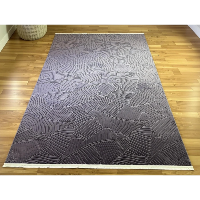 Bademli Halı Lüx Kaymaz Taban Dekoratif Halı 9015 Mor