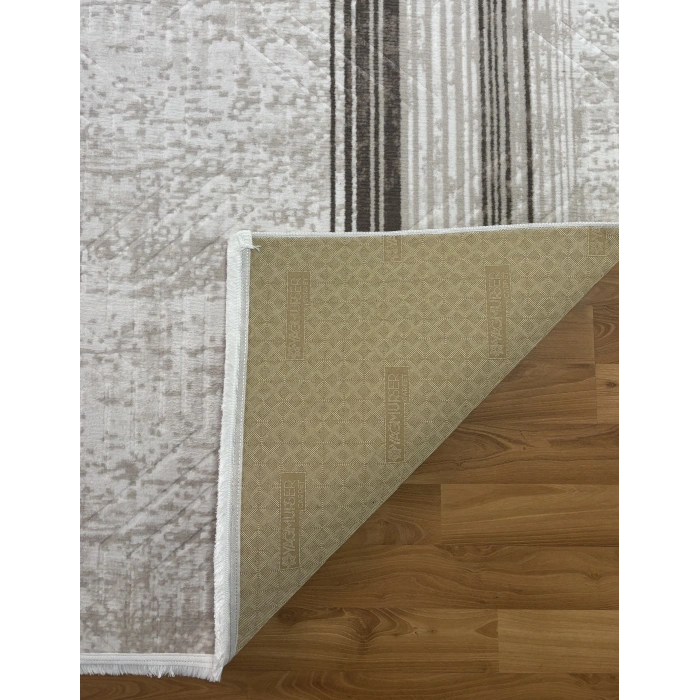 Bademli Halı Lüx Kaymaz Taban Dekoratif Halı 9016 Vizon