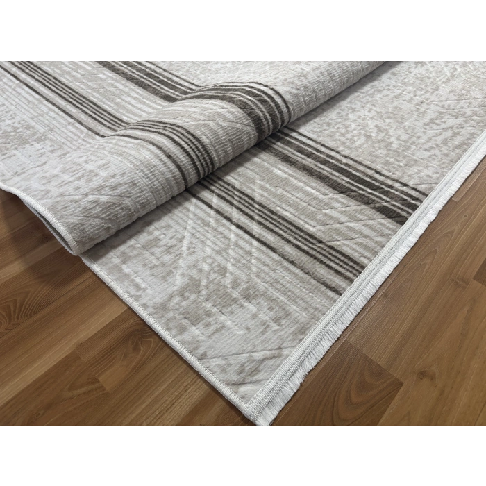 Bademli Halı Lüx Kaymaz Taban Dekoratif Halı 9016 Vizon