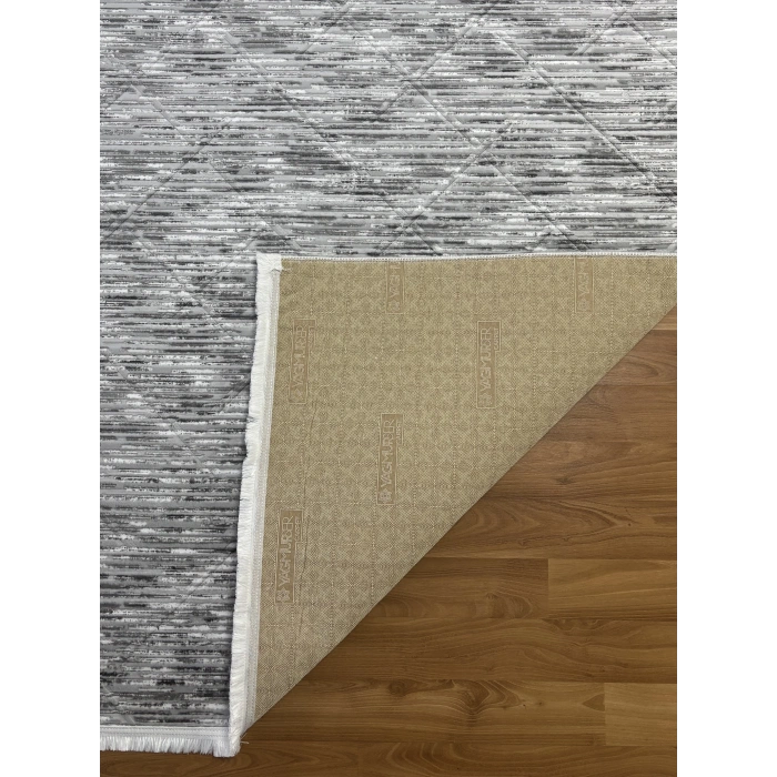 Bademli Halı Lüx Kaymaz Taban Dekoratif Halı 3015 Gri