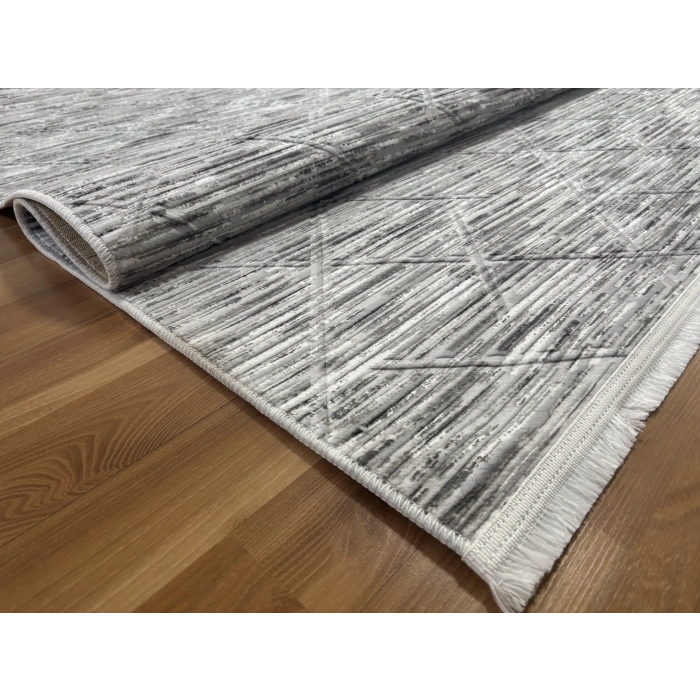 Bademli Halı Lüx Kaymaz Taban Dekoratif Halı 3015 Gri