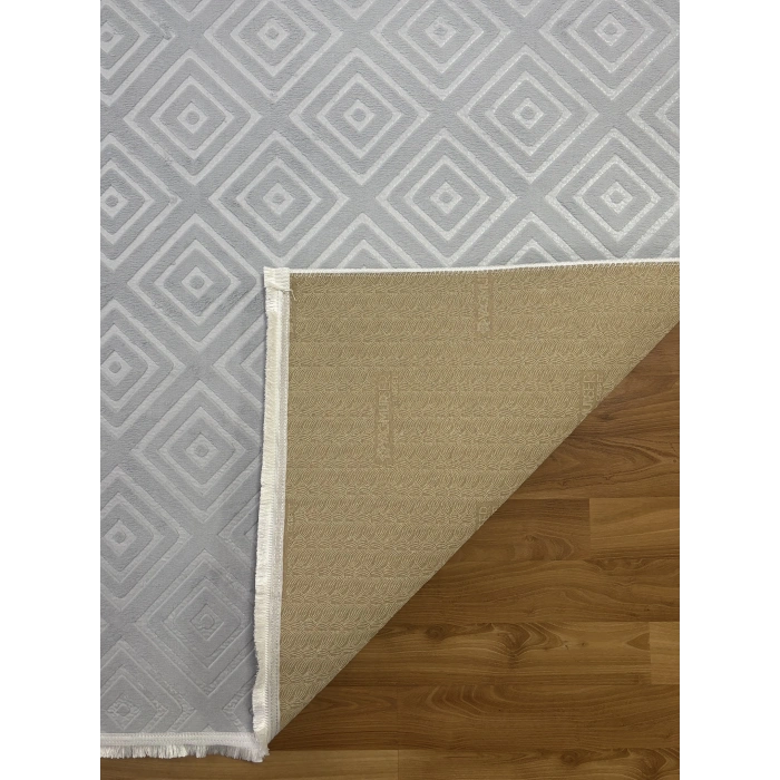 Bademli Halı Lüx Kaymaz Taban Dekoratif Halı 9018 Gri