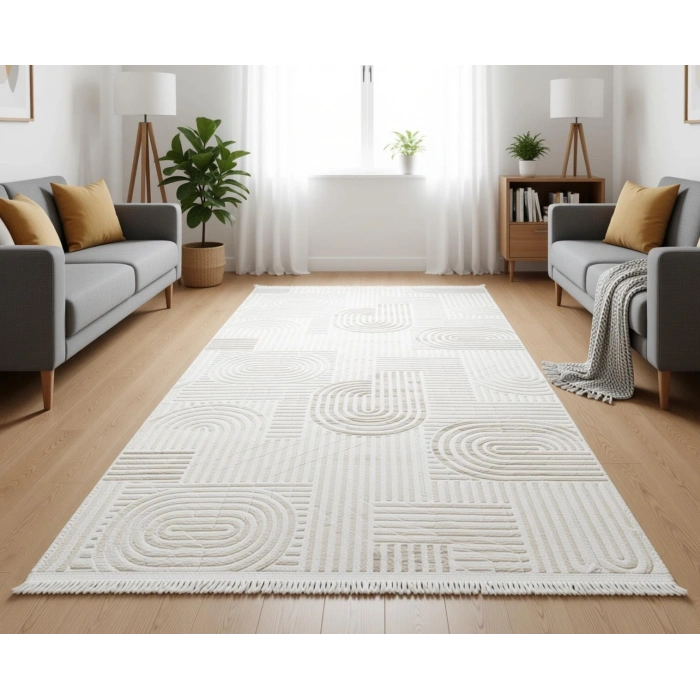 Yağmurser Ekselans Yumuşak Dokulu Kaymaz Taban Halı Yolluk 3048 Krem