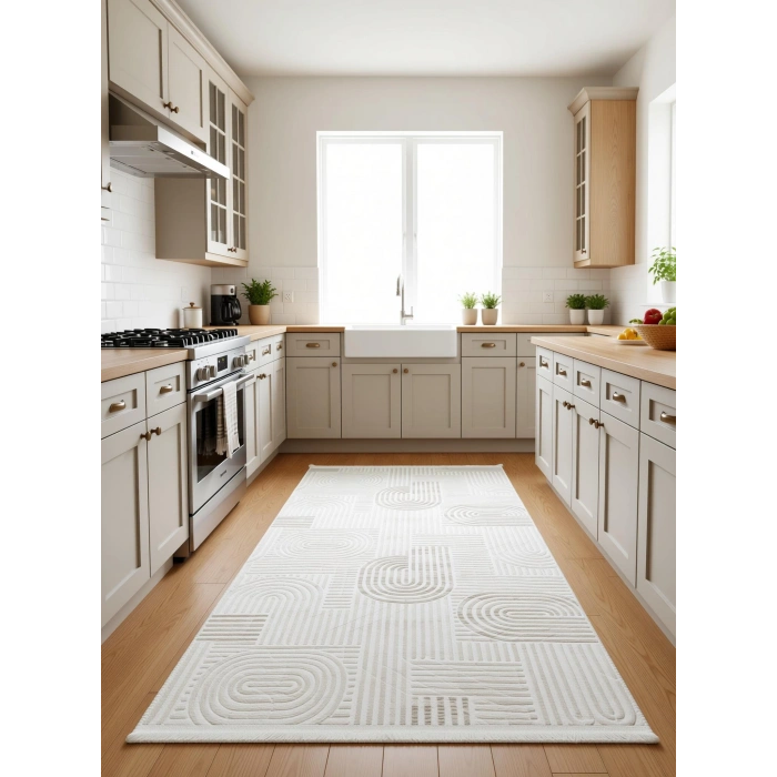 Yağmurser Ekselans Yumuşak Dokulu Kaymaz Taban Halı Yolluk 3048 Krem