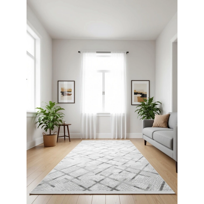 Yağmurser Ekselans Yumuşak Dokulu Kaymaz Taban Halı Yolluk 3047 Gri