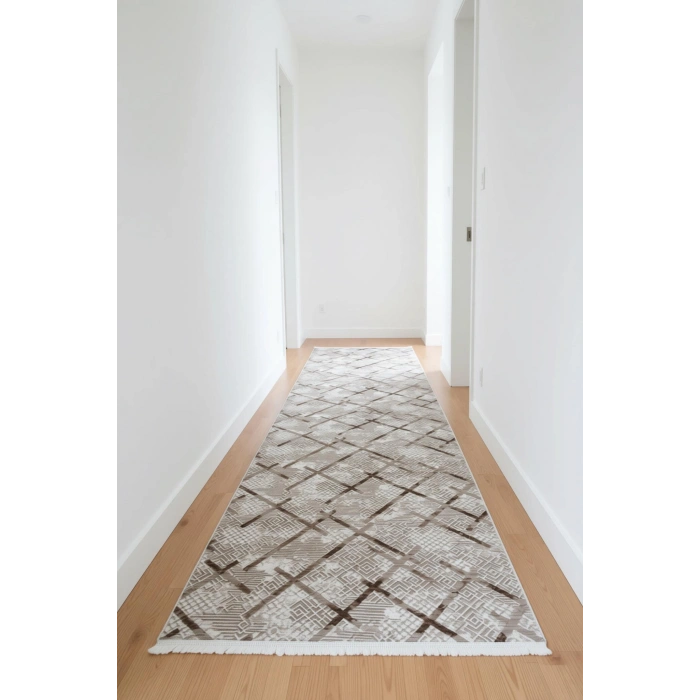 Yağmurser Ekselans Yumuşak Dokulu Kaymaz Taban Halı Yolluk 3047 Vizon