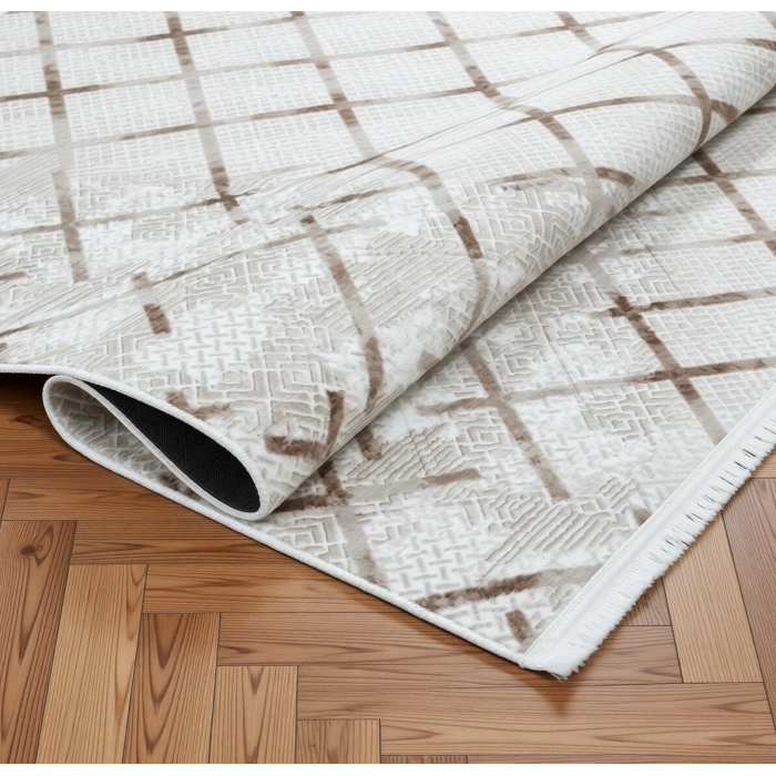 Yağmurser Ekselans Yumuşak Dokulu Kaymaz Taban Halı Yolluk 3047 Vizon