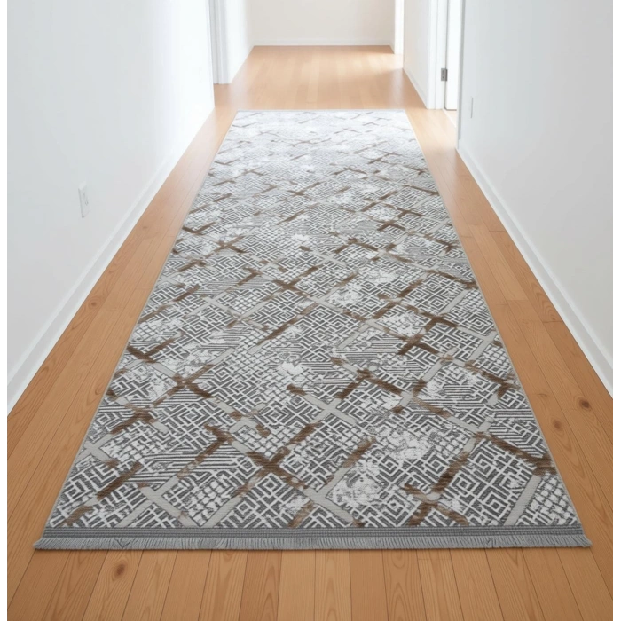 Yağmurser Ekselans Yumuşak Dokulu Kaymaz Taban Halı Yolluk 3047 Kahverengi