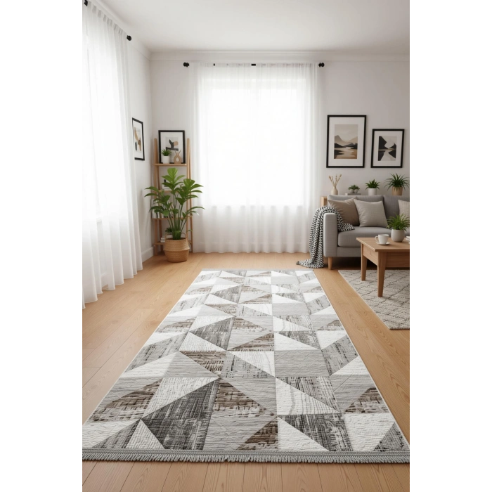 Yağmurser Ekselans Yumuşak Dokulu Kaymaz Taban Halı Yolluk 3057 Gri