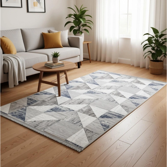 Yağmurser Ekselans Yumuşak Dokulu Kaymaz Taban Halı Yolluk 3057 Mavi