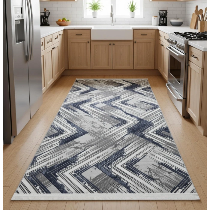 Yağmurser Ekselans Yumuşak Dokulu Kaymaz Taban Halı Yolluk 3014 Mavi