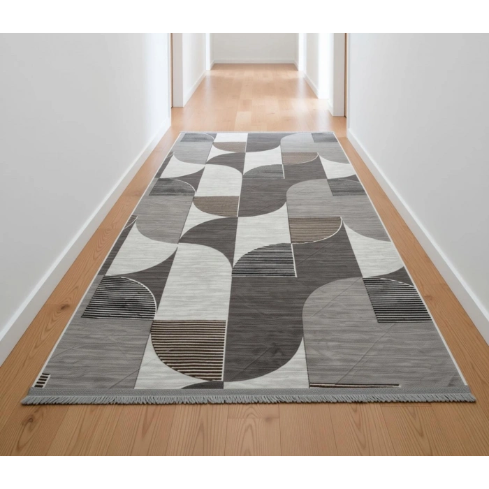 Yağmurser Ekselans Yumuşak Dokulu Kaymaz Taban Halı Yolluk 3060 Gri