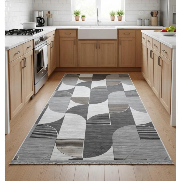 Yağmurser Ekselans Yumuşak Dokulu Kaymaz Taban Halı Yolluk 3060 Gri