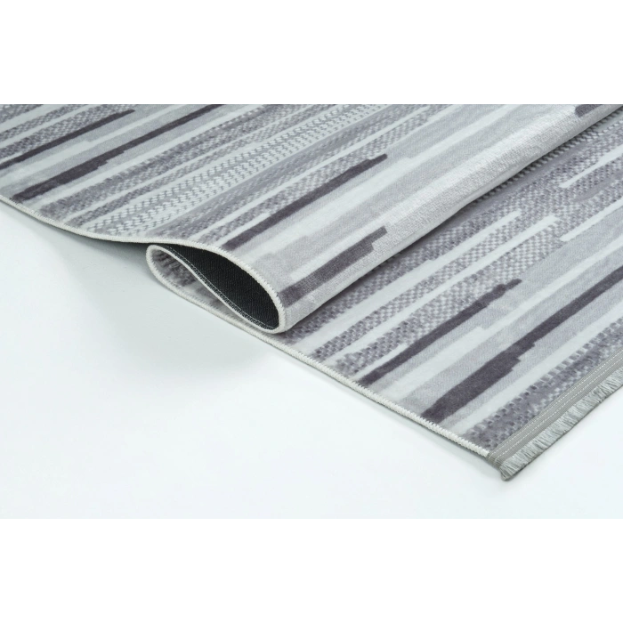 Yağmurser Bambu Yumuşak Dokulu Kaymaz Taban Halı Yolluk 8001 Gri